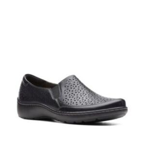 Clarks Cora Sky Black Leather Slip-On 8M NWT